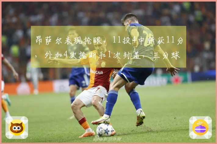 昂萨尔表现抢眼，11投4中斩获11分，外加4次抢断和1次封盖，三分球9投3中